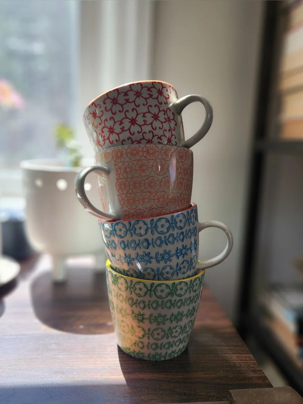 Floral Mug Set - Bloomingville Stoneware Cozy Cottagecore Colorful NEW